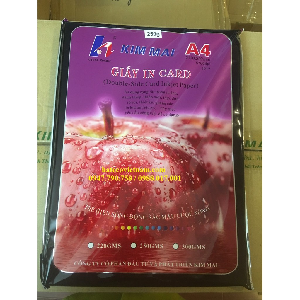 Giấy in Card 2 mặt 250 Kim Mai, 50 tờ/ tập HÀNG CHÍNH HÃNG