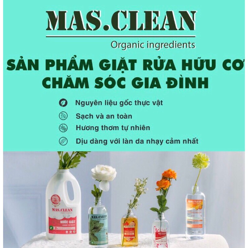 NƯỚC GIẶT XẢ HỮU CƠ  3 IN 1 MAS CLEAN 3,8lít