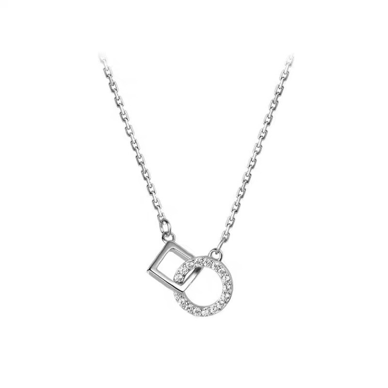 Dây chuyền lồng nhau vuông tròn bạc 925 cao cấp