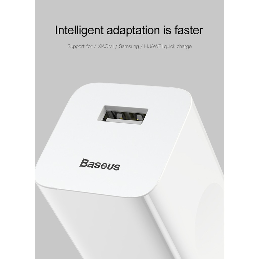 Củ sạc nhanh chính hãng Baseus 1 cổng nhanh 3A \ 24w quick charge 3.0 chống cháy/nổ danh cho iphone samsung