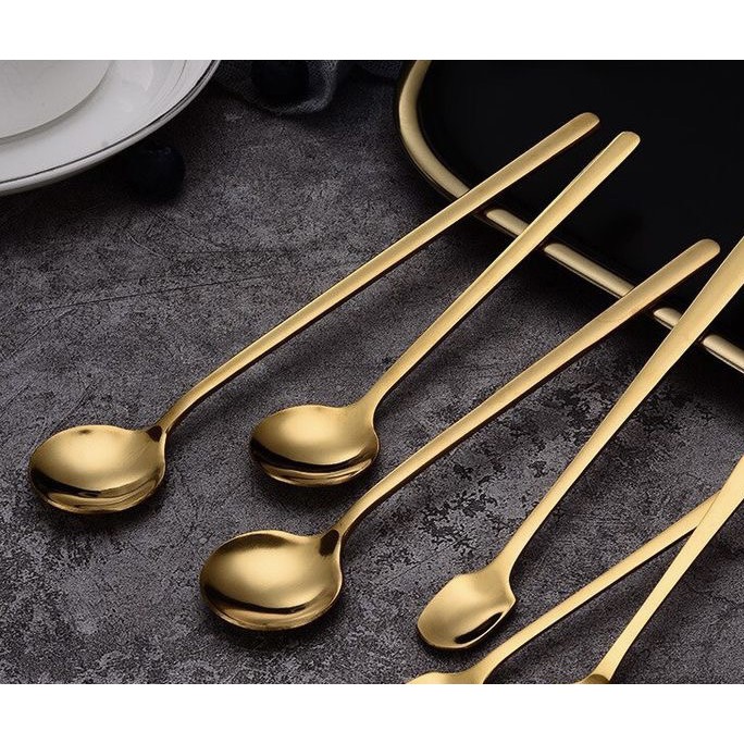 Muỗng, thìa cà phê inox vàng 13cm, 15cm