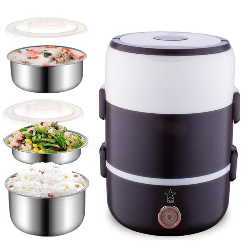 Hộp cơm 3 tầng ủ cơm tự động - Cặp lồng cơm hâm nóng 3 tầng Inox giữ nhệt star rất tiện dụng khi mang đi làm GD531 | BigBuy360 - bigbuy360.vn