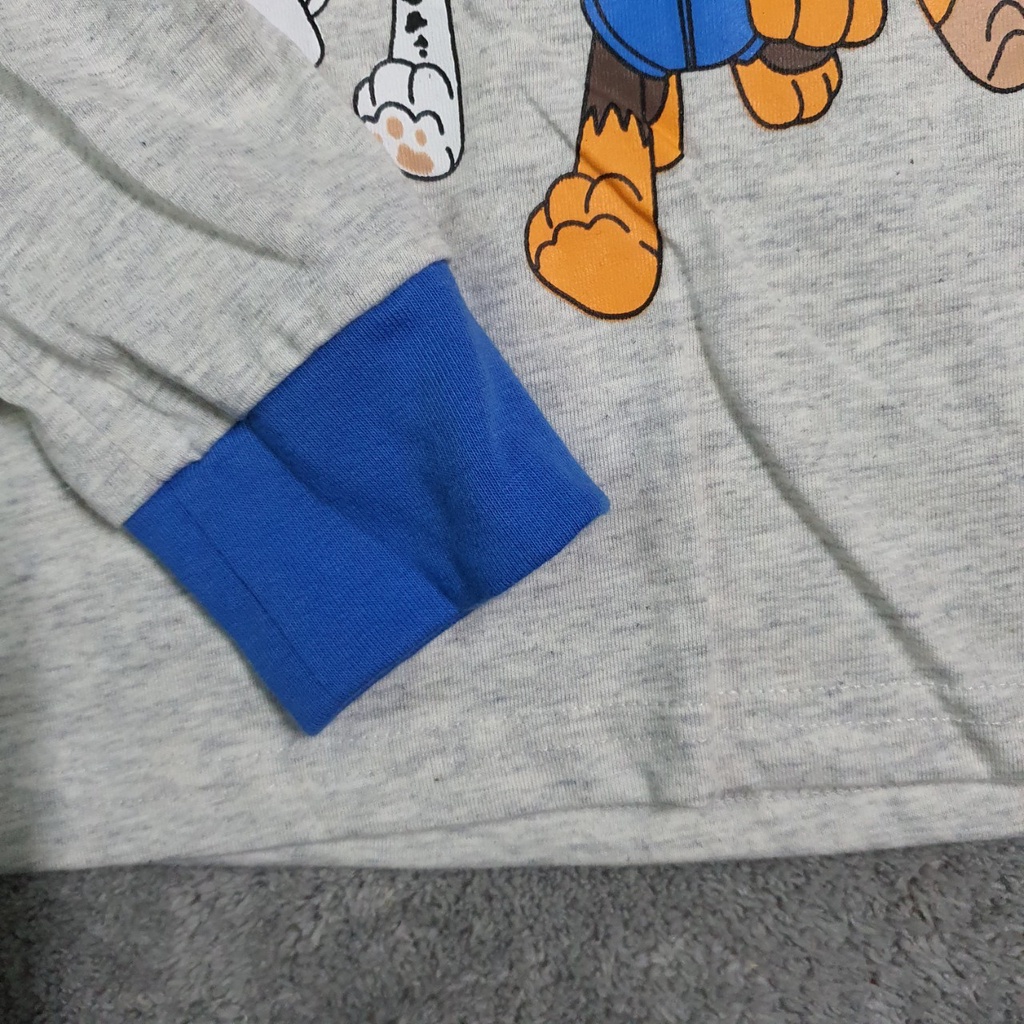 Áo cotton dài tay thu đông chó cứu hộ màu ghi cho bé trai