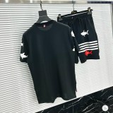 Bộ quần áo thể thao nam mùa hè cổ bẻ tay ngắn áo polo thom browne hình cá (ảnh thật)