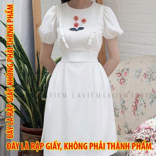 Rập giấy 30023 - đầm bèo ngực thắt eo