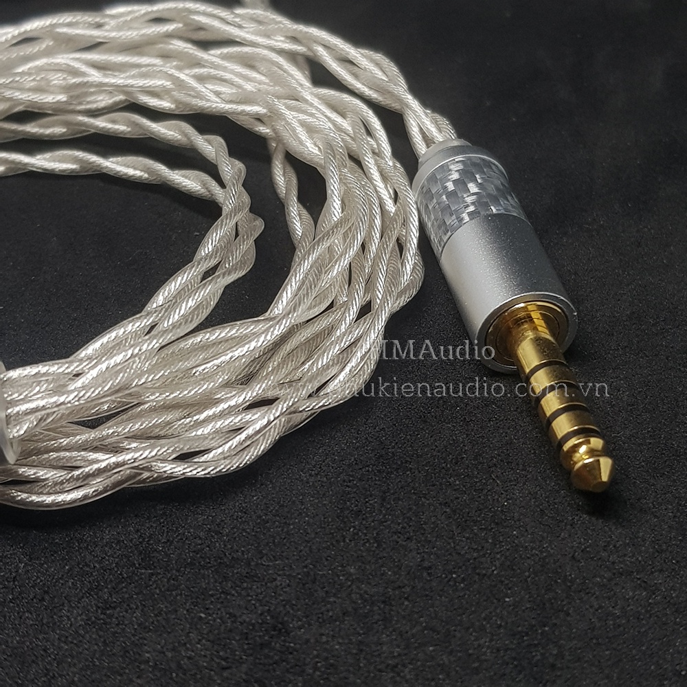 Dây tai nghe đồng mạ bạc 7NOCC Litz 23AWG 1.25mm tết 4 - Connector 2pin 0.78mm