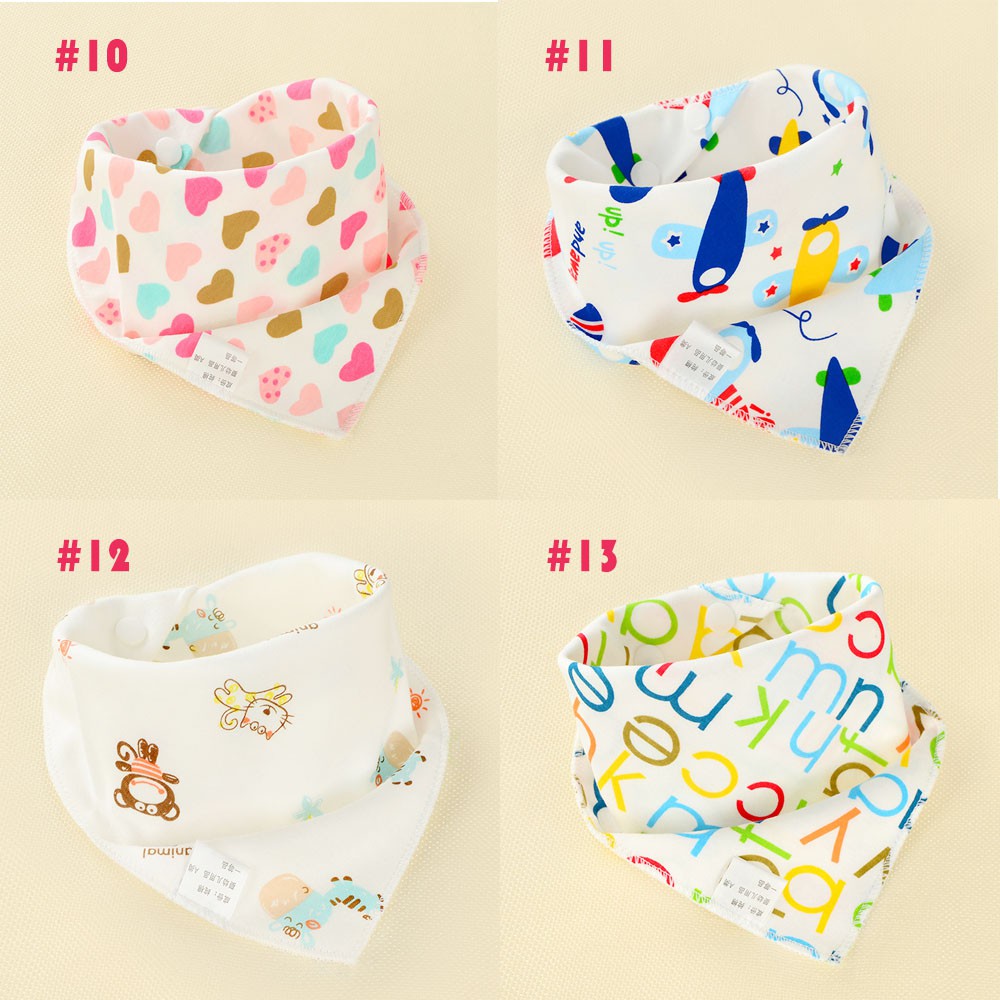 Yếm Ăn Cotton 13 Kiểu Họa Tiết Hoạt Hình Cho Bé