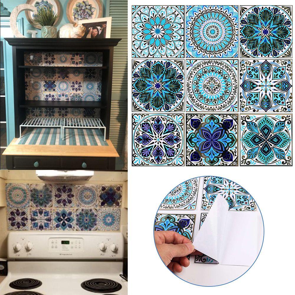 Bộ 10 Miếng Dán Sàn Nhà Hình Viên Gạch Moroccan Talavera
