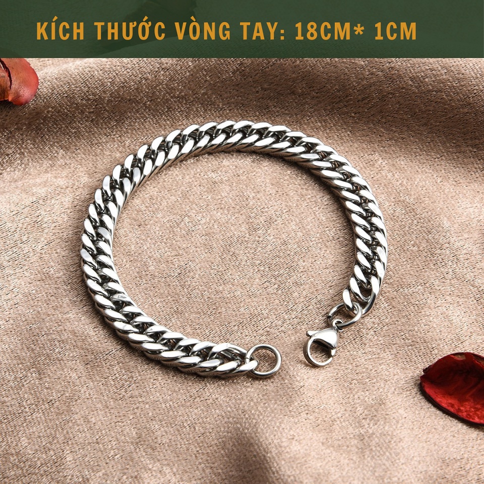 Vòng tay thép titan không gỉ nam nữ Tin Loki Accessories thời trang dạng chuỗi xích màu bạc - Vòng tay TIN