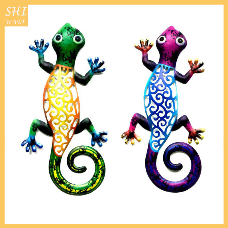 [In Stock]2xWall Hanging Gecko Artworkd Decorative Lizard Outdoor Garden Decor  Blue