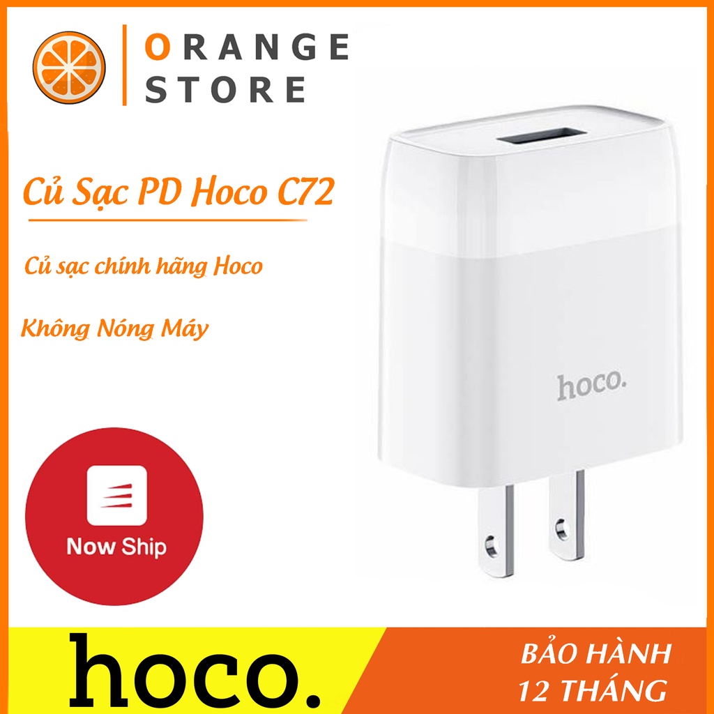 Củ sạc nhanh Hoco C72 Hỗ Trợ Sạc Nhanh 2.1A hỗ trợ sạc IP6/7/8/x