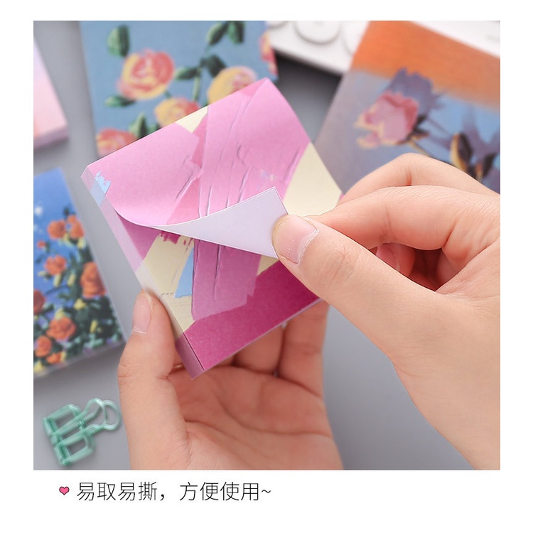 Giấy Ghi Chú Họa Tiết Tranh Sơn Dầu Màu Sắc Xinh Xắn