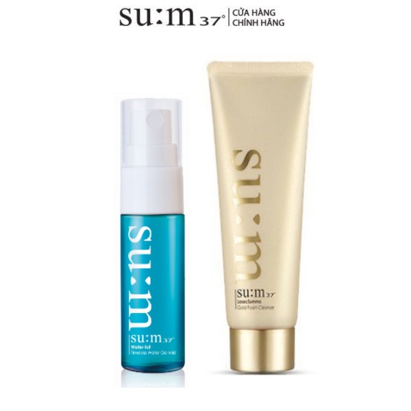 [HB Gift] Combo Xịt khoáng cấp ẩm sâu cho da và Sữa rửa mặt tái sinh da chiết xuất vàng Su:m37