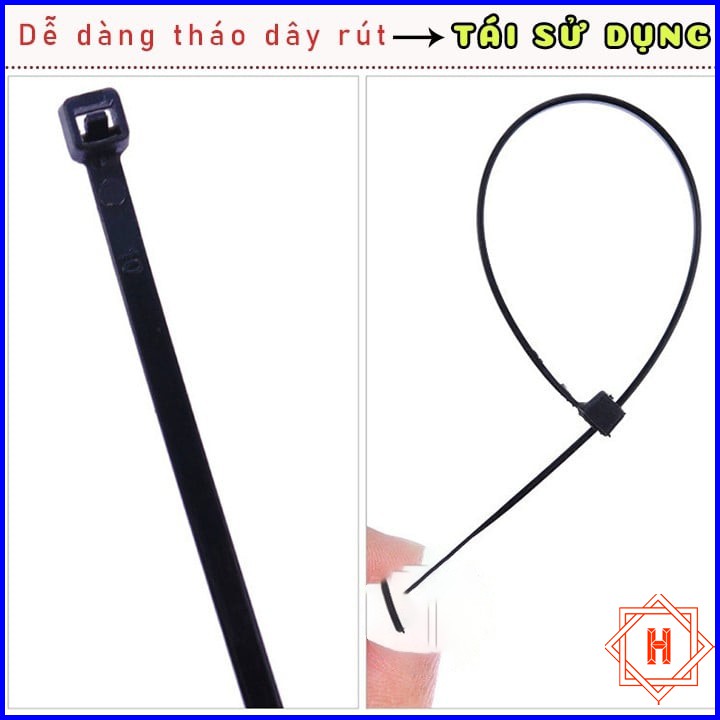 Set 100 Dây thít nhựa đầu khóa zip dẻo dai chịu lực tốt { H }