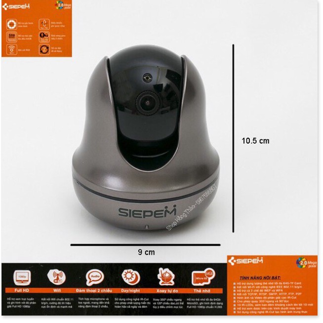 Camera IP WIFI ROBO SIEPEM S6812 PLUS (2.0 FULLHD) - Tiếng việt, nhỏ gọn, chíp xử lí chính hãng phát hiện, bám đuổi