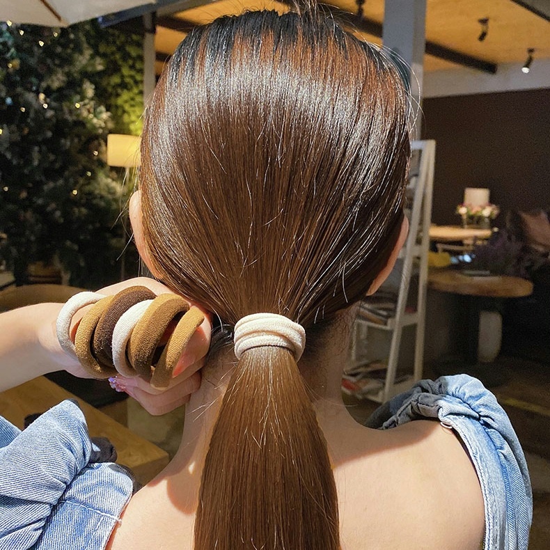 Combo 20 chun buộc tóc vải - dây cột tóc nhiều màu tặng kèm ống đựng để bảo quản (BTV20)