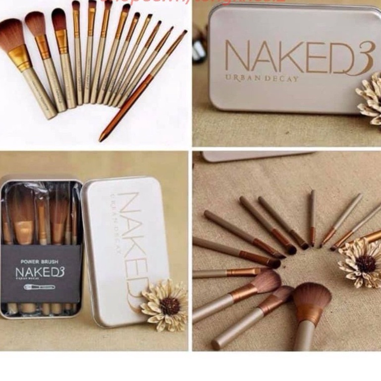 Full Bộ cọ trang điểm 12 chi tiết NAKED3 hàng hiệu nhập khẩu Chính Hãng