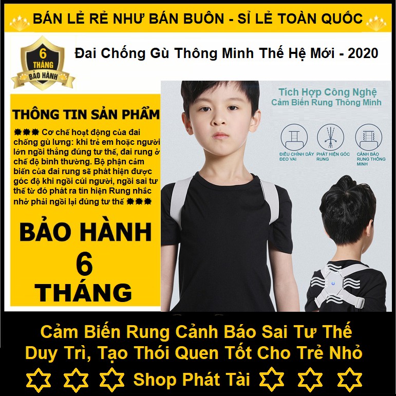 Đai Chống Gù Lưng Có Rung Cảnh Báo Sai Tư Thế - Cảm Biến Nghiêng Thông Minh Cảnh Báo Rung Khi Sai Tư Thế ( Mẫu Mới )