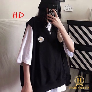 Sét 2 món áo gile hoa cúc sét HDA042