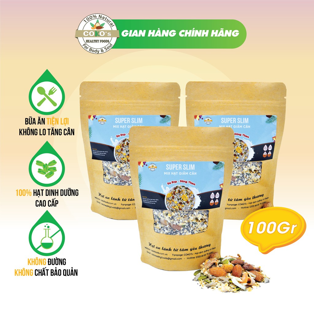 Combo Ngũ Cốc Granola Giảm Cân Super Slim  3 gói 100gr COKO'S FOOD Dinh Dưỡng Tiện Lợi | BigBuy360 - bigbuy360.vn