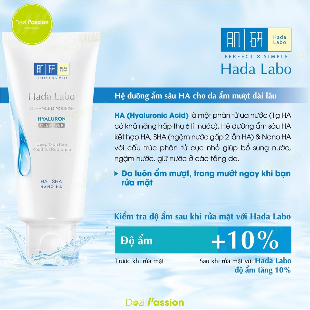 Sữa Rửa Mặt Hada Labo Màu Trắng Dưỡng Ẩm Tối Ưu - HadaLabo Advanced Nourish Hyaluron Cleanser 80g
