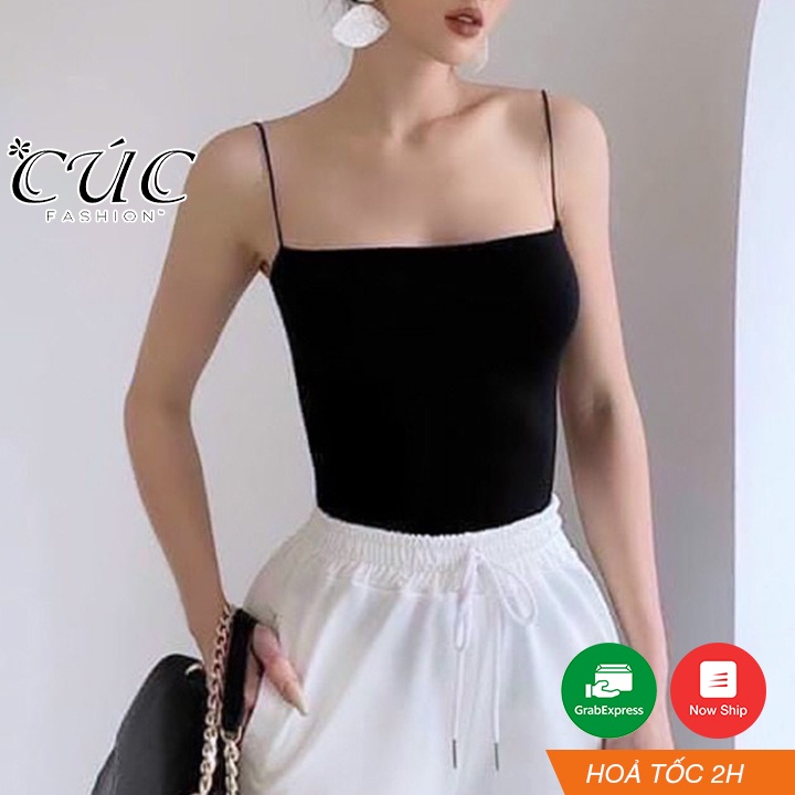 Áo 2 dây nữ trơn đen trắng đẹp không đệm cotton co giãn tốt cao cấp Cúc Fashion áo hai dây bún A015 | BigBuy360 - bigbuy360.vn