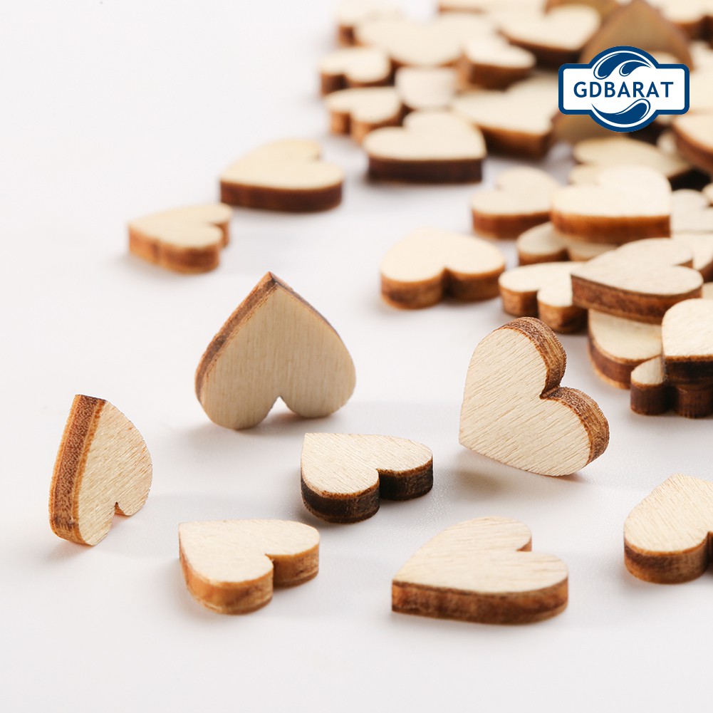 Set 100 Nút Gỗ Hình Trái Tim Nhiều Màu Sắc Dùng Để Trang Trí Diy Tiện Dụng