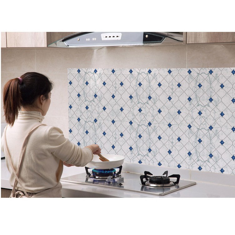 Decal dán bếp tráng nhôm cách nhiệt hình thoi khổ 60cm keo sẵn