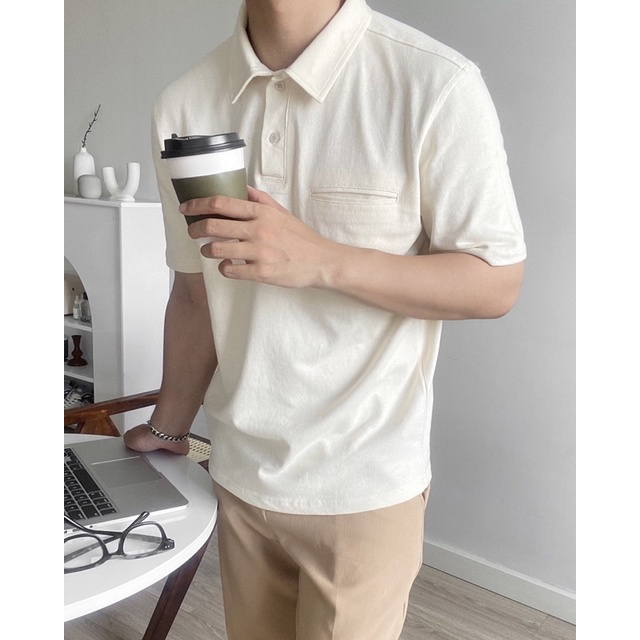 SANTÉ STUDIO - Áo cotton polo trơn nam BY SANTÉ - chất liệu cotton thoáng mát, thấm hút mồ hôi