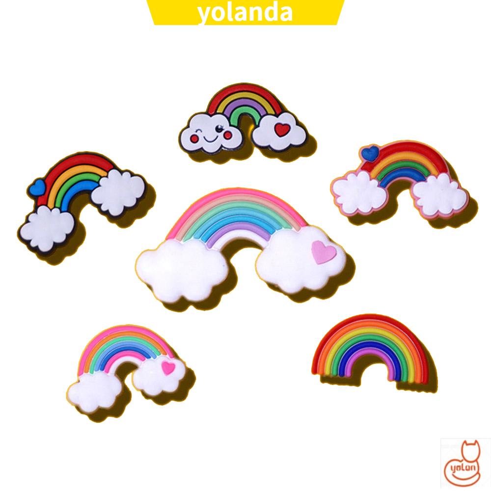 ☆YOLA☆ Cartoon Rainbow Patch Scrapbook Decoration PVC Stickers Patch Glues Colorful Art Craft DIY Accessories Handmade Phone Case Decor Silicone Glue