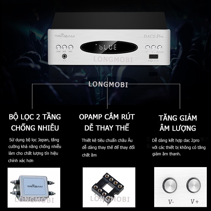 TRASAM DAC 2 PRO - DAC NGHE NHẠC DSD BLUETOOTH 2019