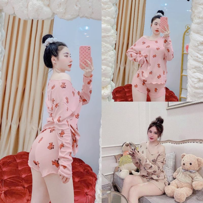 set gấu cổ tim dáng thụng dễ thương ( kèm ảnh thật )