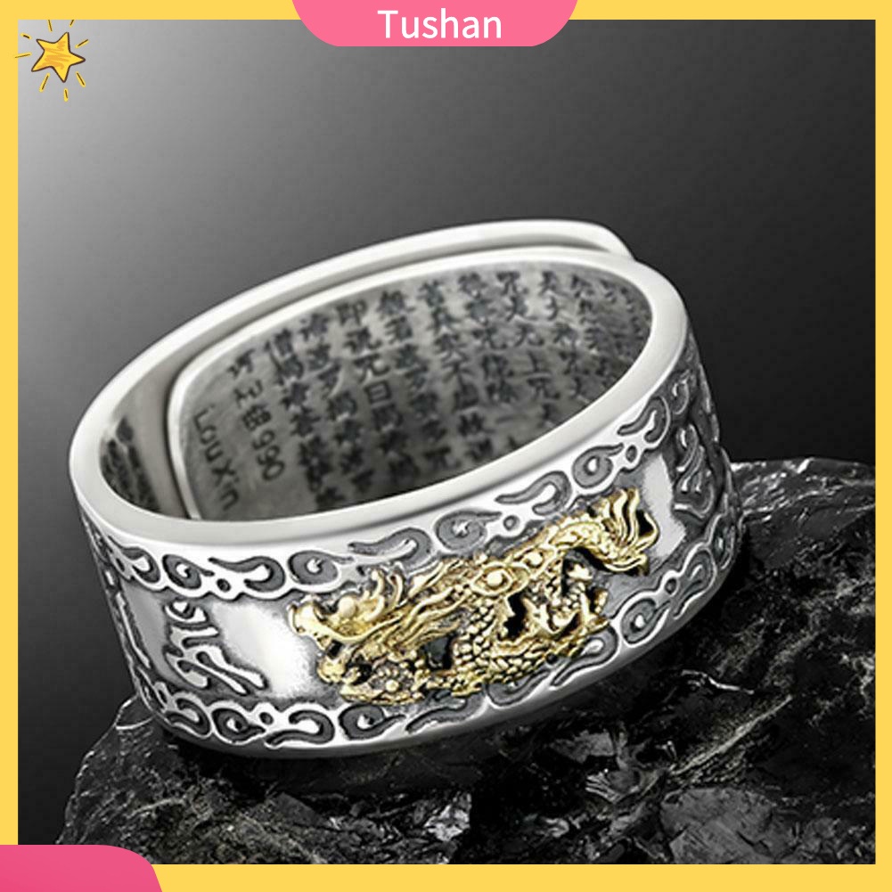 Nhẫn Hở Mạ Bạc Khắc Hình Trái Tim May Mắn Cho Nam