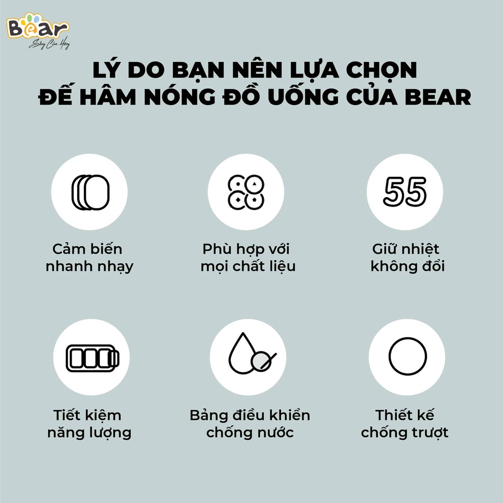 Đế Làm Nóng Đồ Uống Đa Năng, Hâm Trà, Sữa Kèm Cốc Bear DRBC-C16J5_Bảo Hành Chính Hãng 18 Tháng