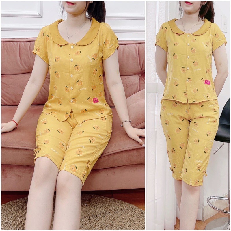 Đồ Bộ Mặc Nhà Lửng Dâu Chất Đũi Lạnh Mềm Mát