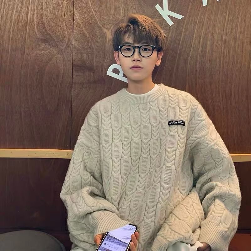 Áo Sweater Nam Dệt Kim Dáng Rộng Màu Trơn Kiểu Hàn Quốc Thời Trang Cho áo len đôi nam nữ áo sweater form rộng