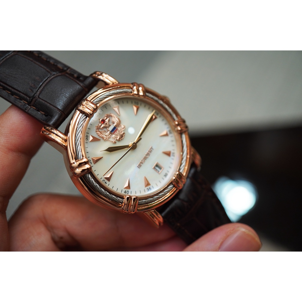 Đồng hồ nam Poljot thương hiệu Nga, máy automatic dây da bò, sang trọng đẳng cấp