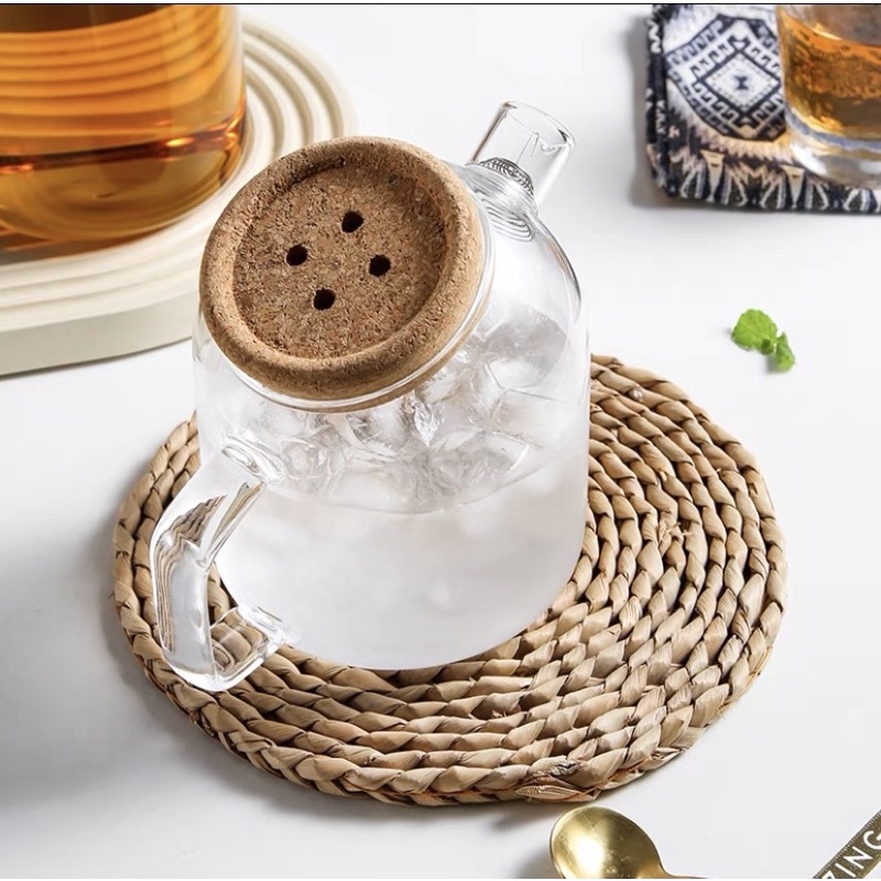 Bình detox, ấm trà thủy tinh cao cấp.Bình thuỷ tinh nắp nghiêng