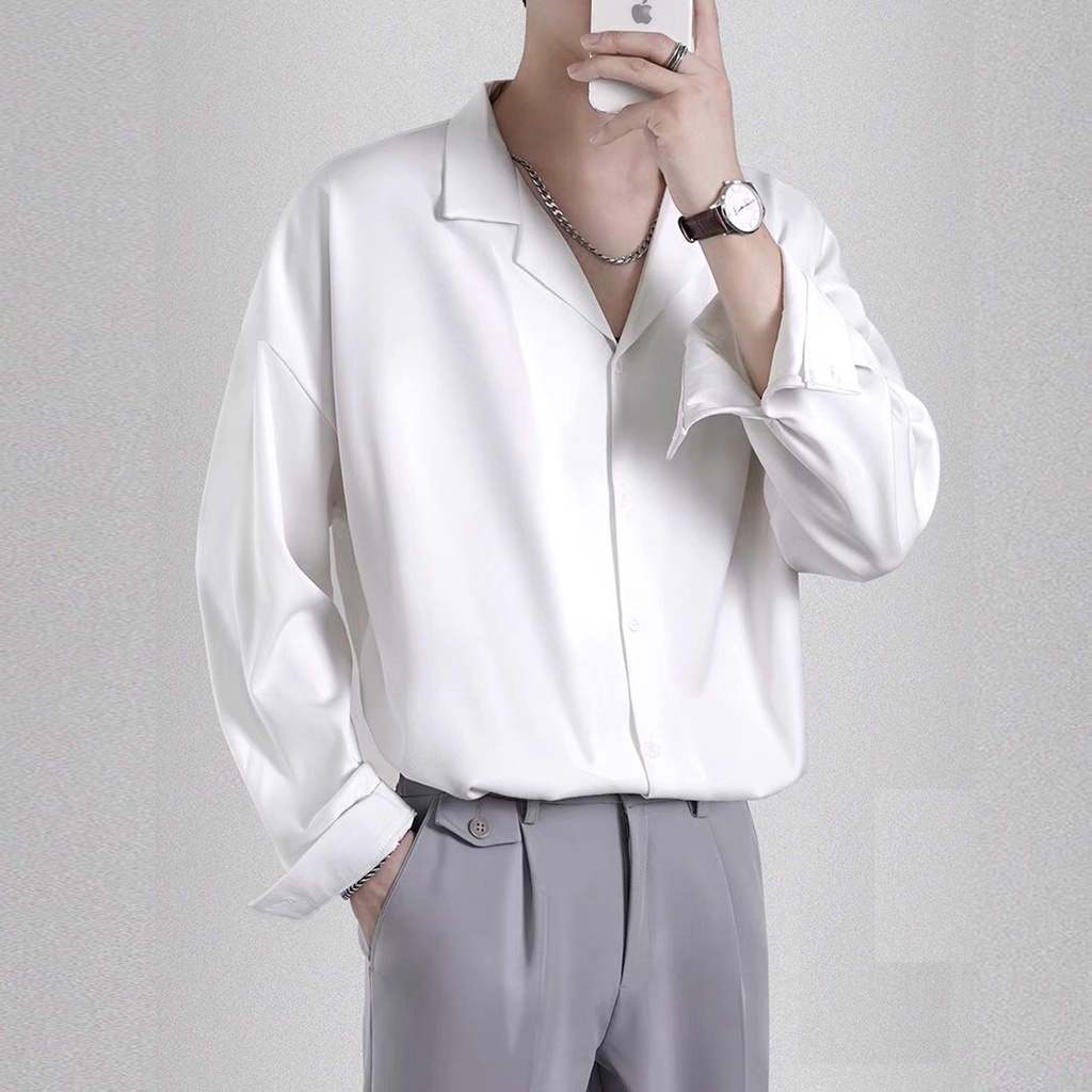 Áo sơ mi ngắn tay nam nữ form rộng cổ vest unisex tay lỡ chất vải đũi cao cấp chống nhăn AUTOMAN A04