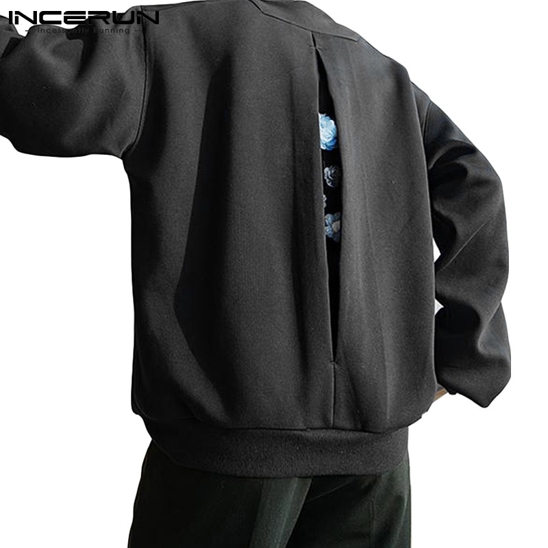 Áo Sweatshirt INCERUN Dáng Rộng Tay Dài Hoạ Tiết Hoa 3D 3 Màu Tùy Chọn Thời Trang Cho Nam