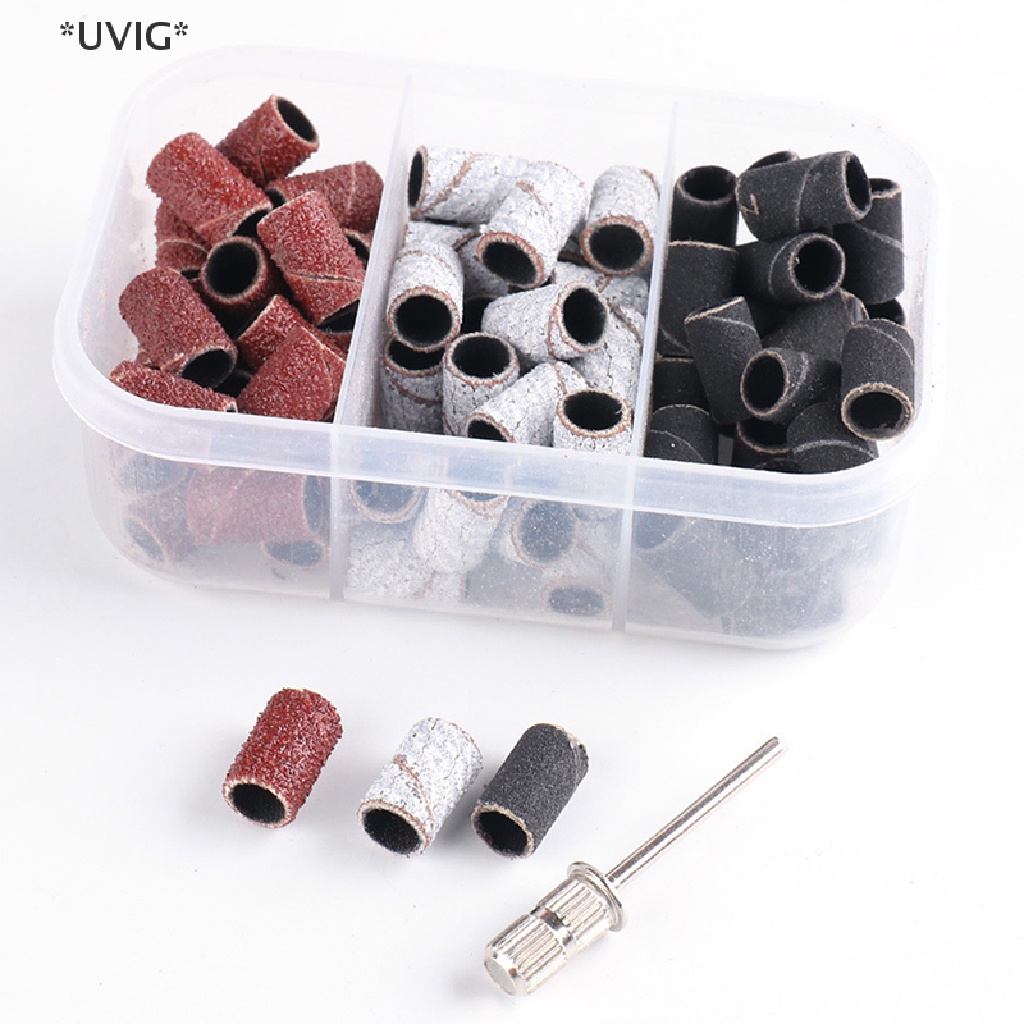 [[UVIG]] 60-75Pcs/Box Sanding Cap Bands  180/120/80 Grit Nail Drill Grinding Bit Files [Hot Sell]
