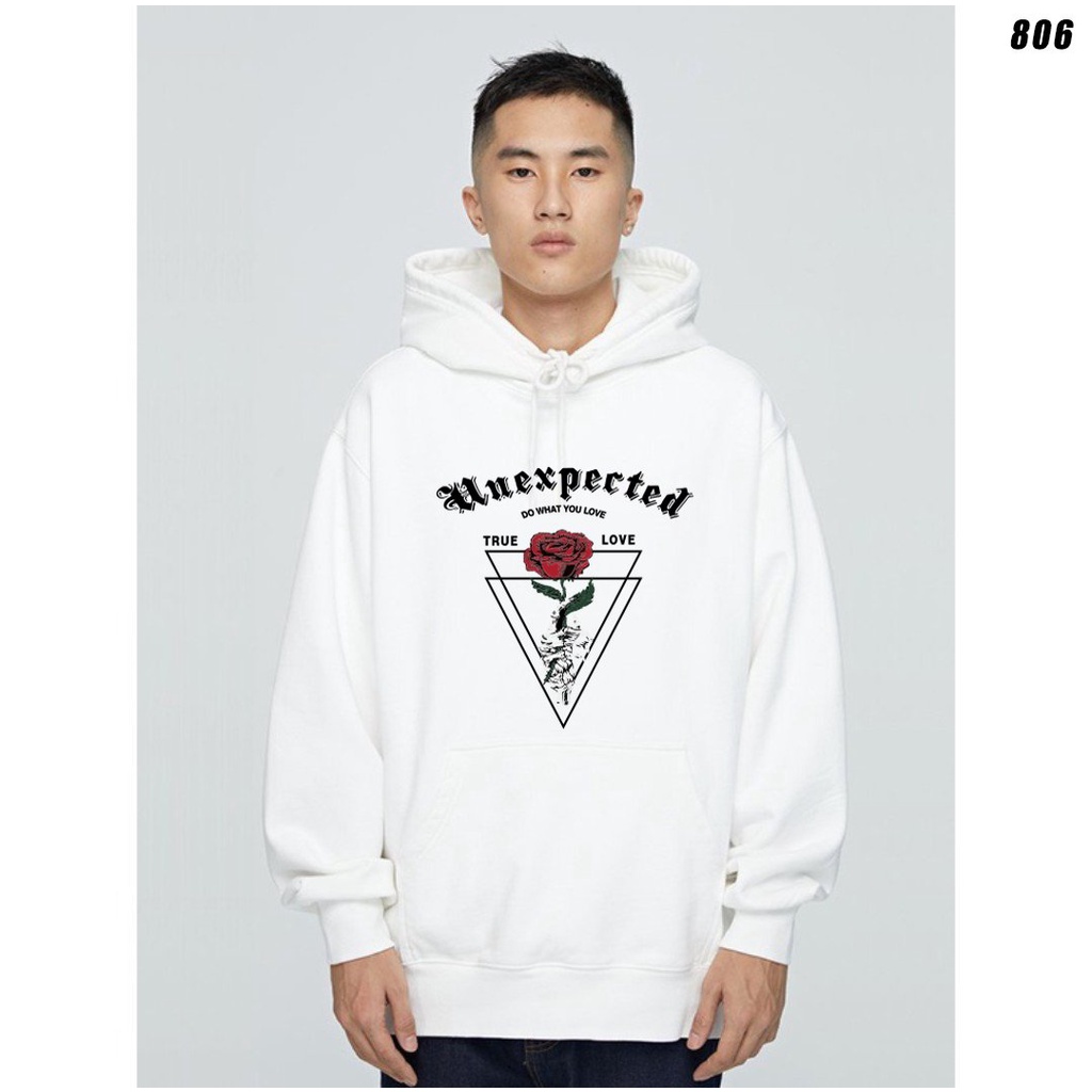 Áo Hoodie Nỉ Bông HY KOREA Hoa hồng Unexpected 806 Unisex Streetwear