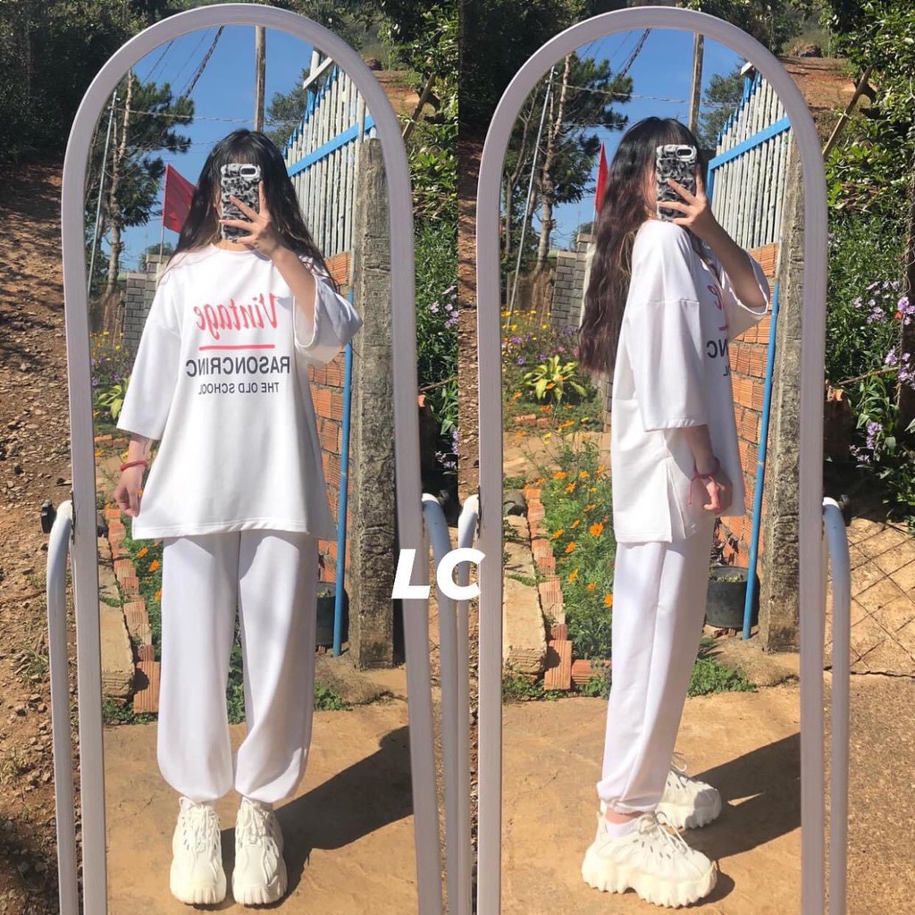 Set quần thụng áo phông💖FREESHIP💖Bộ áo phông quần bom nhiều màu ullzang cực xinh AD03 | BigBuy360 - bigbuy360.vn