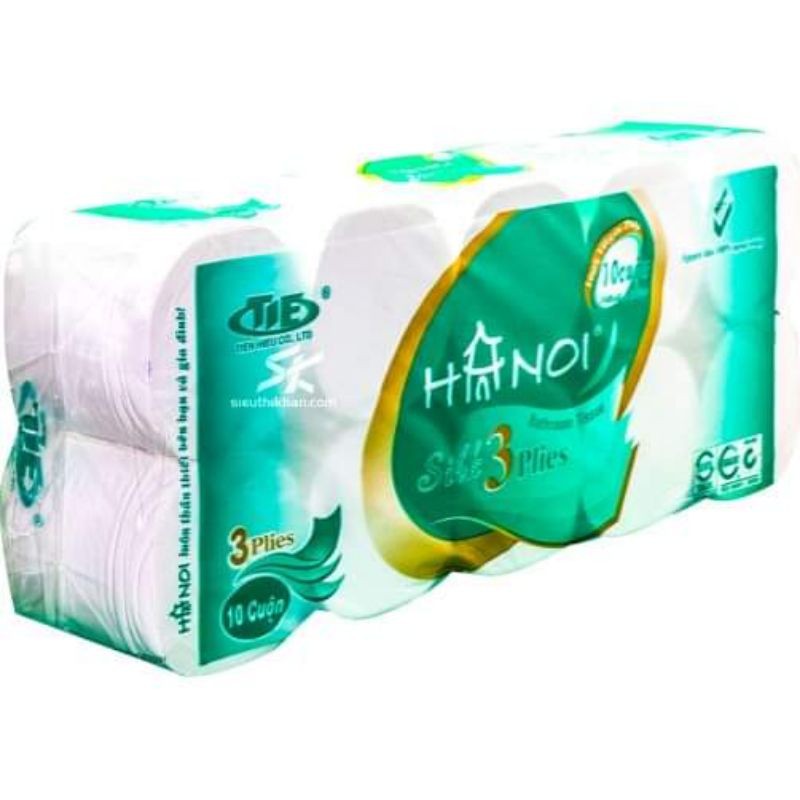 Bịch 10 Cuộn Giấy Vệ Sinh Cao Cấp 2 Màu Xanh Tím Sản Xuất Từ Bột Giấy Nguyên Chất Đảm Bảo Chất Lượng