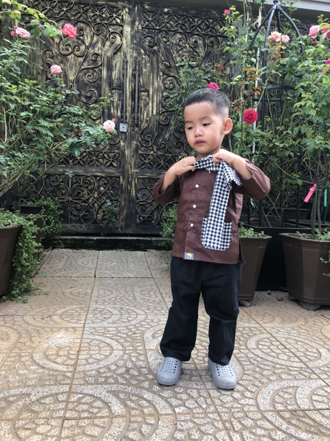 Đồ Bà Ba Nâu Quần đen Túi caro