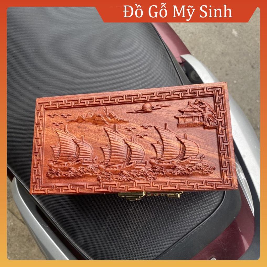 Hộp Tiết Kiệm Trang Sức Con Dấu Tài Liệu thuận buồm Gỗ Hương, Đồ gỗ mini để bàn phòng ngủ phòng khách