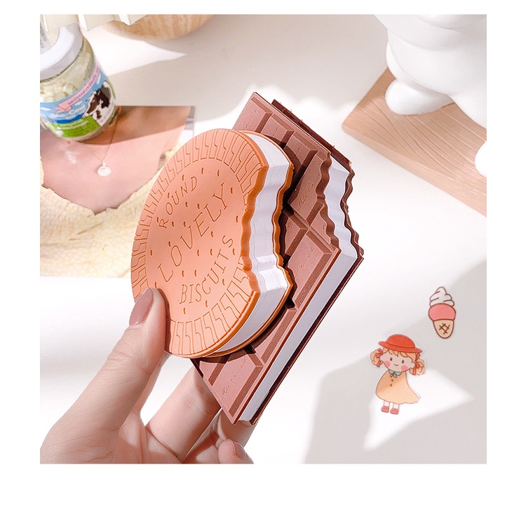 Set 80 Tờ Giấy Ghi Chú Hình Bánh Quy / Sô Cô La / Bánh Quy Có Thể Xé Ra