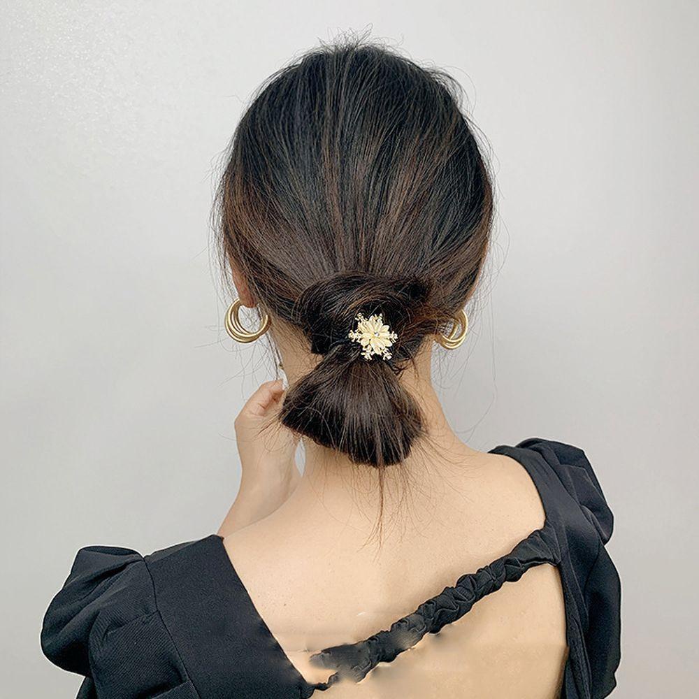 NICKOLAS Dây Buộc Tóc Hình Bông Tuyết / Vuông Bằng Kim Loại Phong Cách Retro Cho Nữ