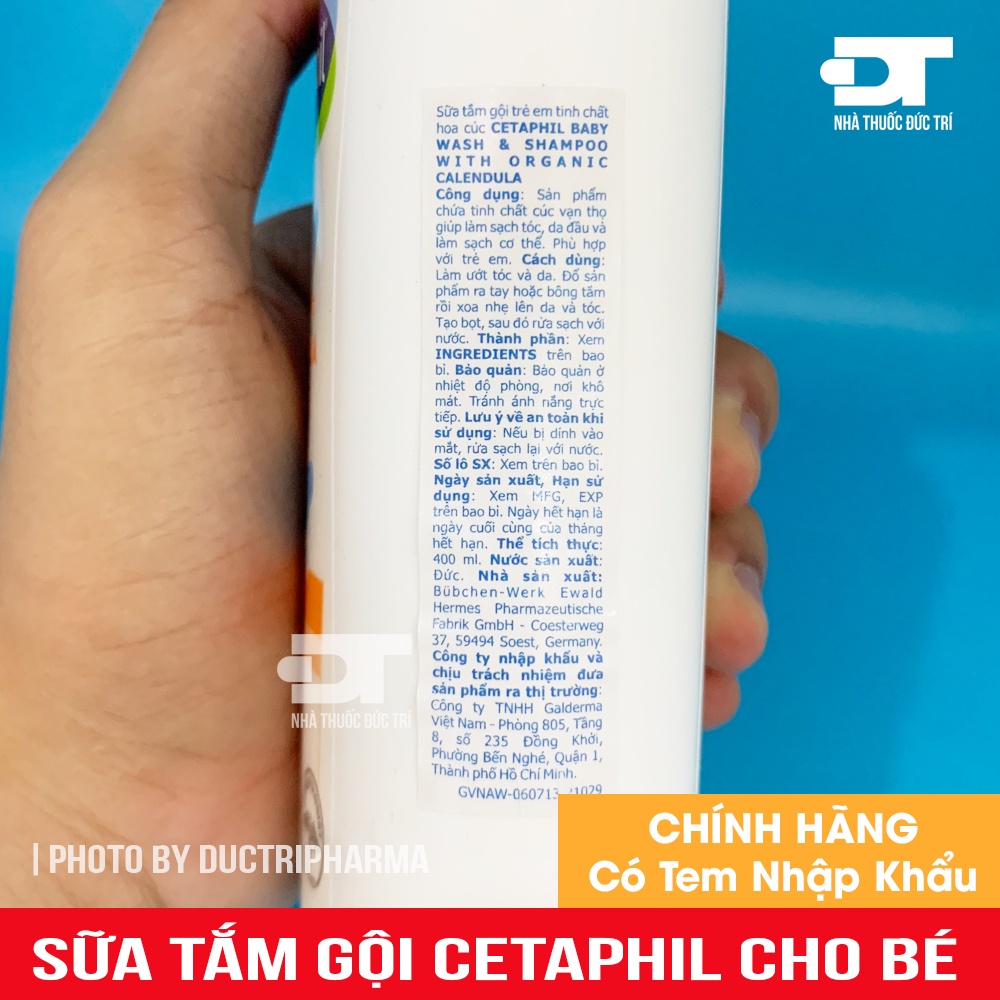 Sữa tắm gội chống rôm sảy cho bé Cetaphil Baby Wash and Shampoo 2in1