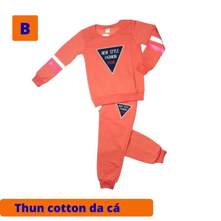 Bộ đồ dài tay cho bé trai gái từ 9-23kg. Chất thun da cá - Tomchuakids